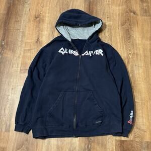 Vintage Quiksilver Hoodie Sweatshirt Y2K Full Zip Mens XL Surf Billabong Jacket